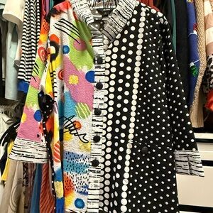 Ali Miles Multicolor and Black Polka Dot Blazer